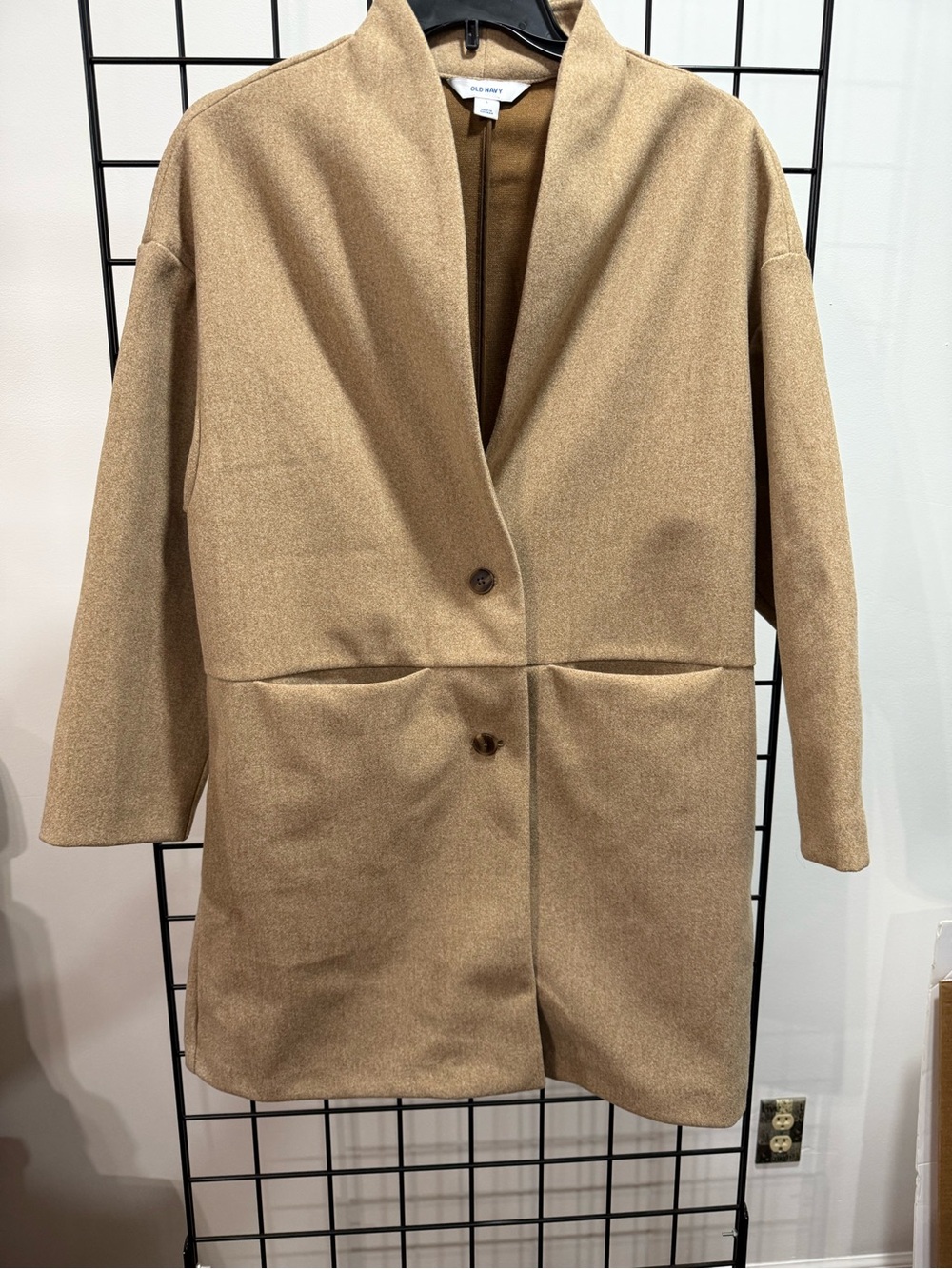 Old Navy Women's Camel Open-Collar Longline Trench Coat
